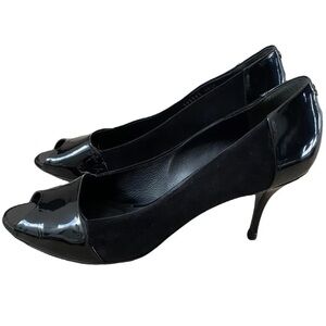 Gucci suede and patent leather heels.